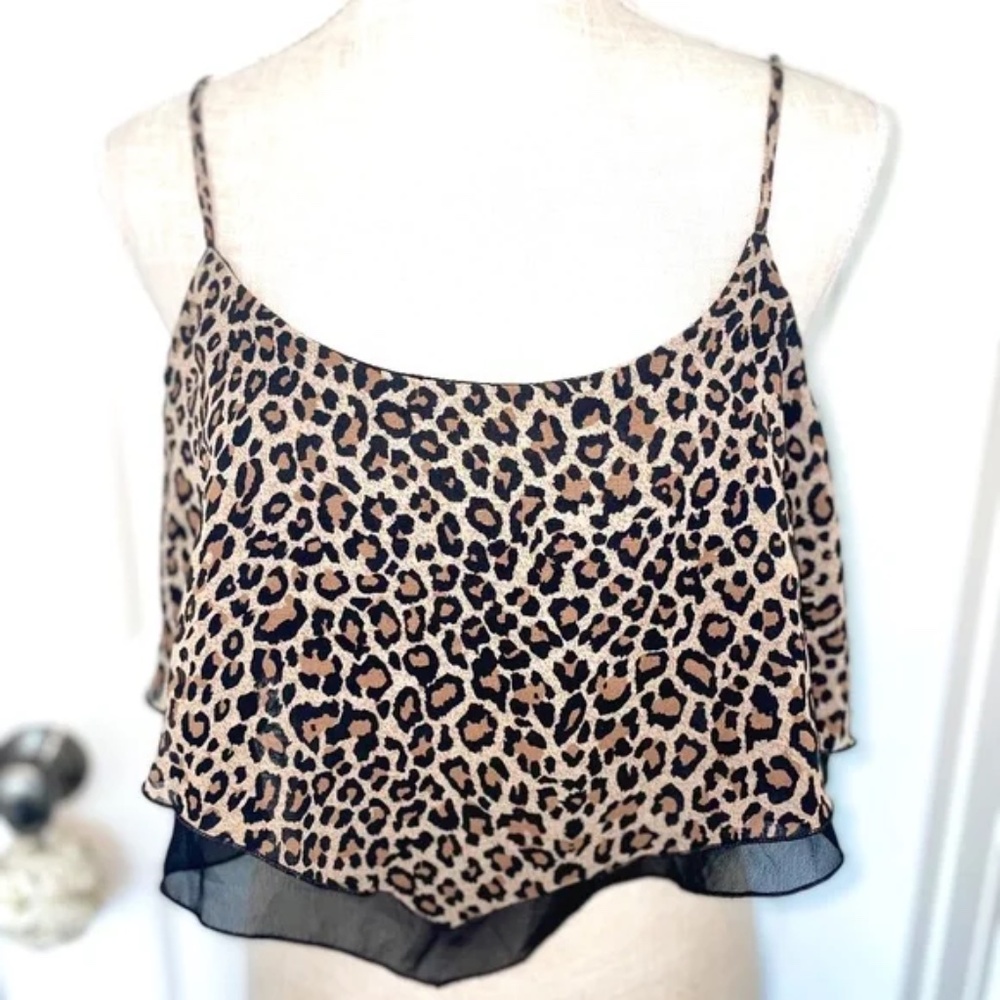 Charlotte Russe | NWT Y2K Made In USA Leopard Print Ruffle Crop Top | Size M